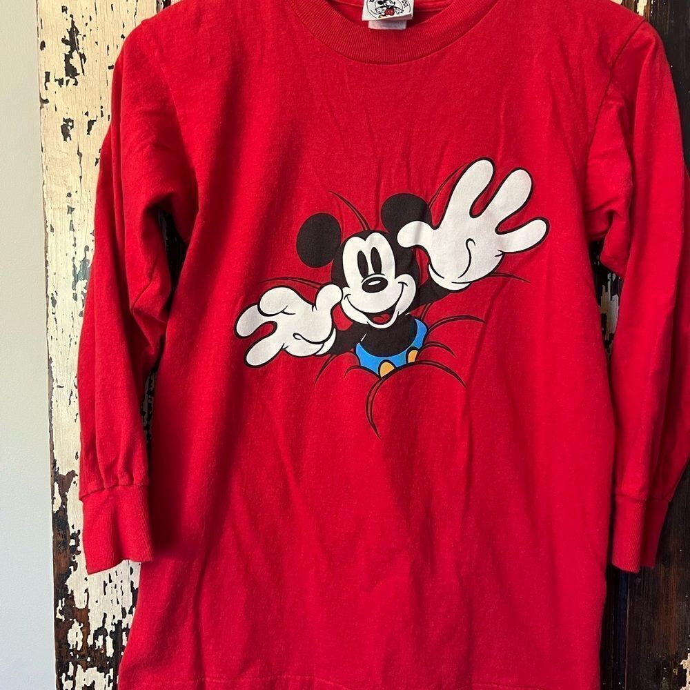 Vintage Juniors Mickey & Co Mickey Mouse front back Long sleeve T-shirt. Size M